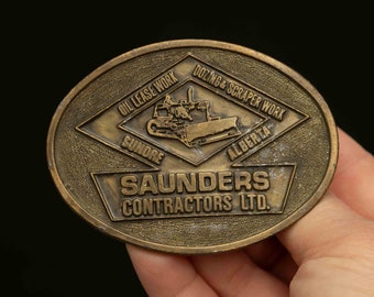 Vintage Brass Saunders Contractors Ltd Belt Buckle