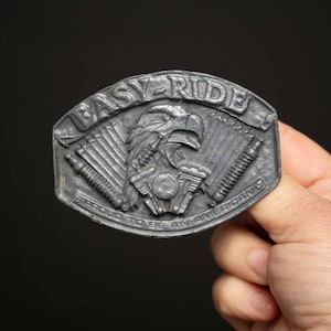 Vintage Pewter &quot;Easy-Ride&quot; Motorcycle Belt Buckle
