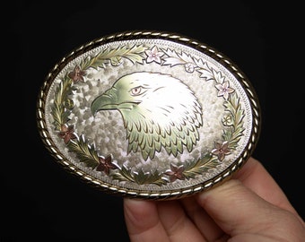 Tri-Colour Oval Eagle Belt Buckle by Siskiyou ©1990