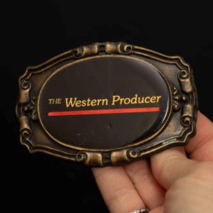 Vintage western producer riemgesp – frame met scrollrand – Maendel Canada
