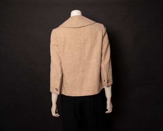 1950s Tan Tweed Stripe Jacket with Convertible Pockets