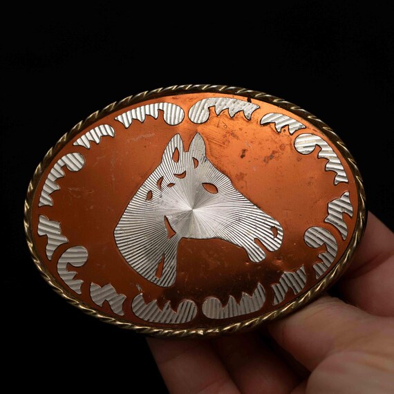 Horse Decor Oval Buckle Belt Horse Head Oval Belt Buckle | Western Belt Buckles – Buckle  main image 2