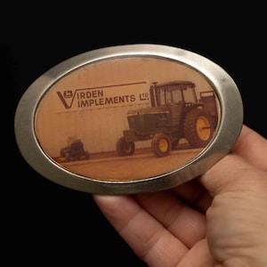 Vintage John Deere Tractor Belt Buckle - Virden Implements Ltd., 70s/80s Style