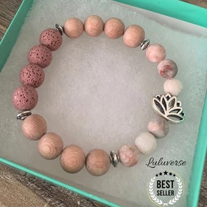 Women’s Beaded Bracelet, Pink Beaded Bracelet, Essential Oil Gift, Girl's Bracelet, Women’s Gift, Friend Gift, Boho Jewelry, Gift for Mom