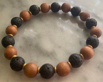 Beaded Bracelet, Essential Oil Gift, Lava Bead Bracelet, Black Bead Bracelet, Women's Bracelet, Men's Bracelet, Gift for Mom, Boho Jewelry