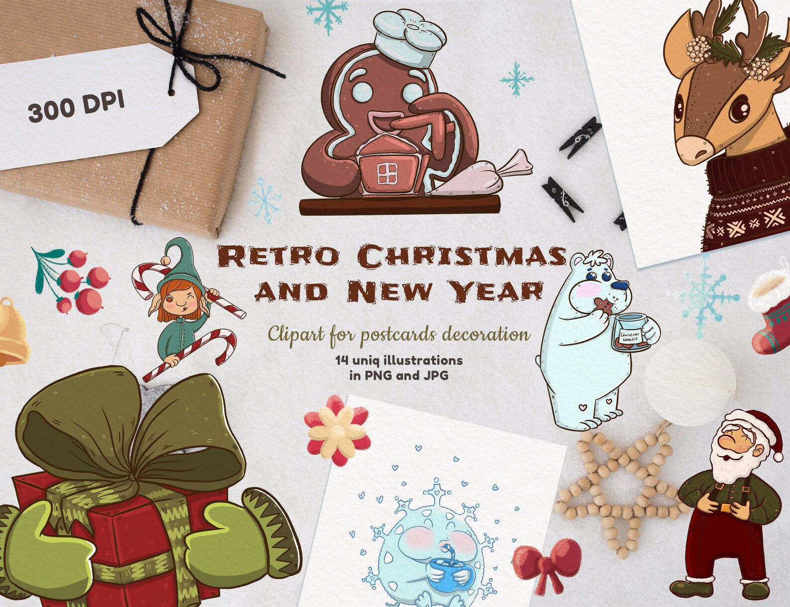 Greeting Christmas &amp; New Year Card 2022 postcards template | Etsy