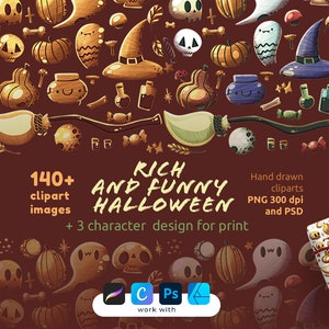 Paquete de imágenes prediseñadas sobrenaturales, papel digital mágico, arte de pared paranormal, criaturas misteriosas, pegatinas de Halloween