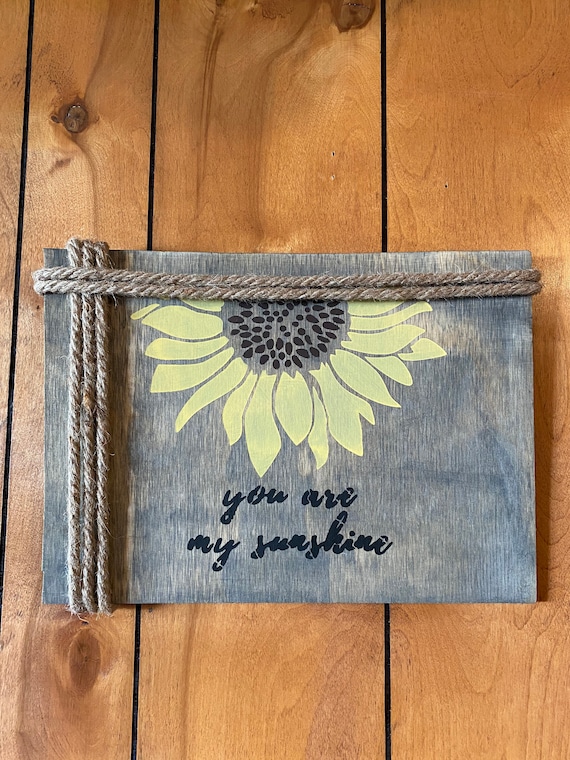 Sunflower decor, Sunflower sign, Rustic design, Farmhouse design, Sunflower painting, Rope design, Wooden decor, Wood wall hanger