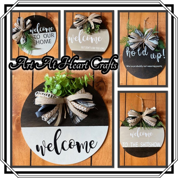 Welcome sign, Welcome decor, Wooden wall hanger, Wooden welcome sign, Welcome wreath, Wooden welcome wreath, Door hanger, Wooden wreath