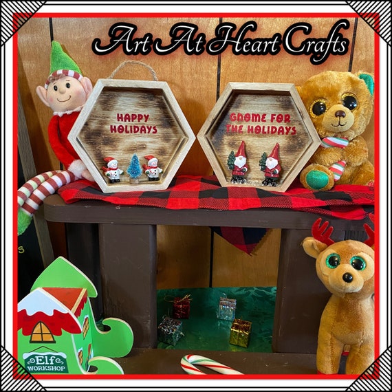 Christmas decor, Holiday centerpiece, Wood wall hanger, Gnome decor, Snowman decor, Happy Holidays, Christmas hanger, Wood