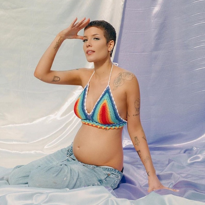 Crocheted bra Halsey Rainbow Top