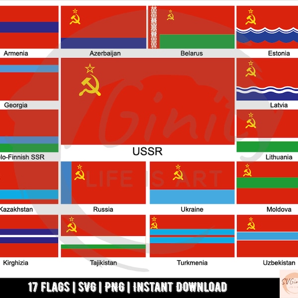 USSR Flag SVG - Soviet Union Repuplic Flags - Communism SVG - Symbol of Communism - Russia svg - Socialist Flag - Printable Design