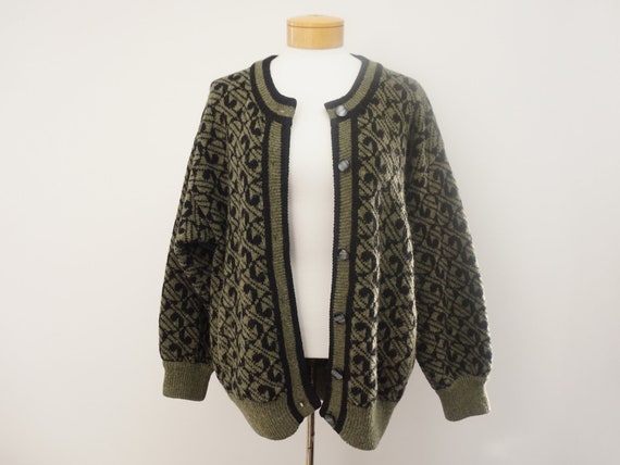 Vintage Shetland Wool Cardigan Sweater | Oversized