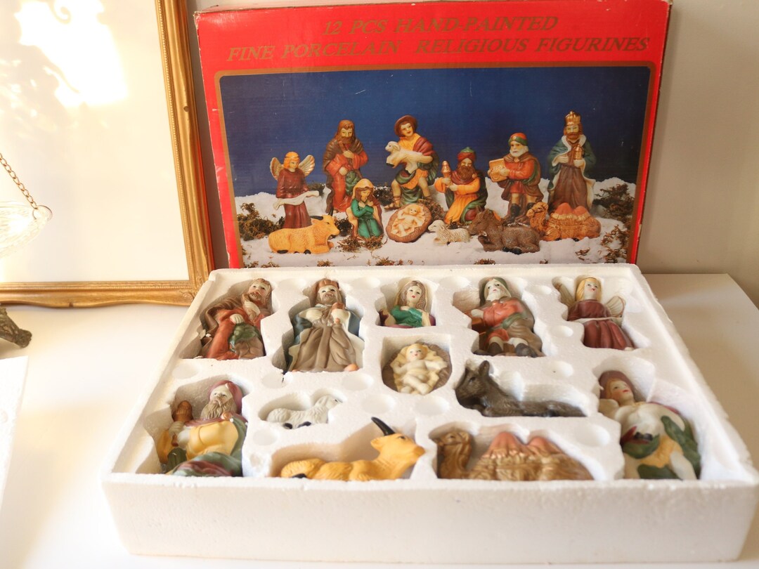 Vintage Large Porcelain Nativity Set 12 Pcs Costco Etsy