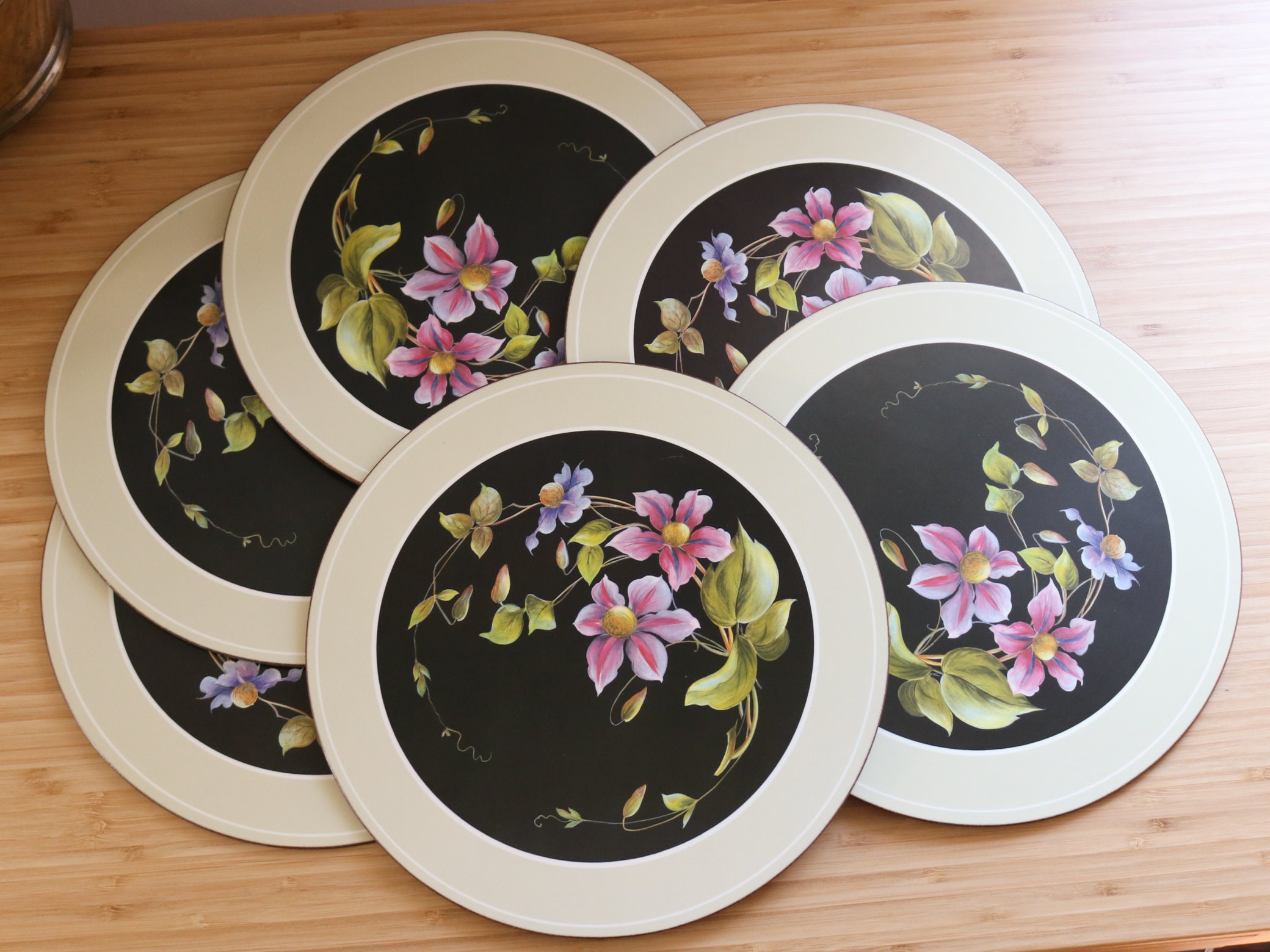 Vintage pimpernel floral round placemats Etsy