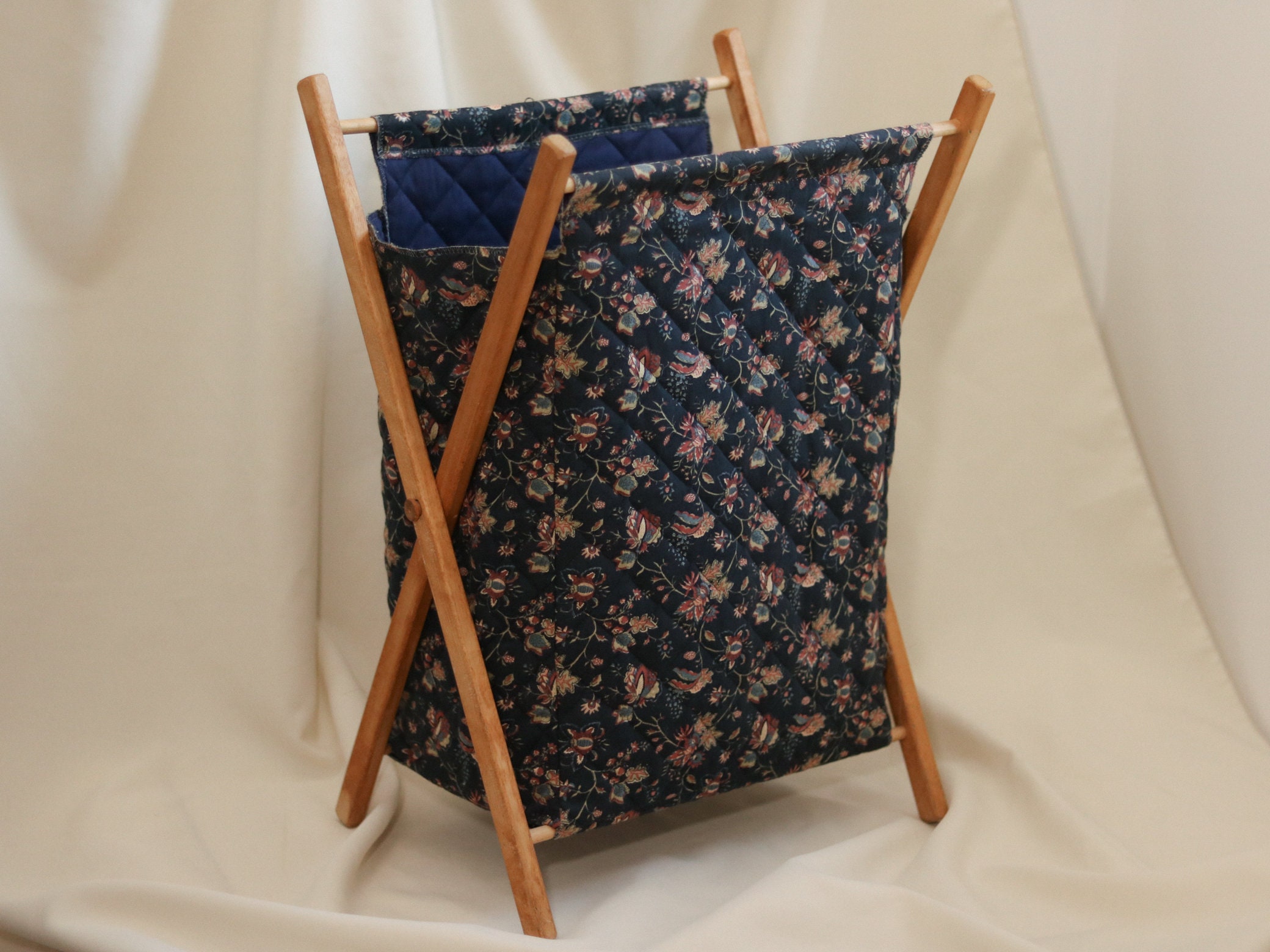 Vintage folding knitting basket sewing basket black Etsy