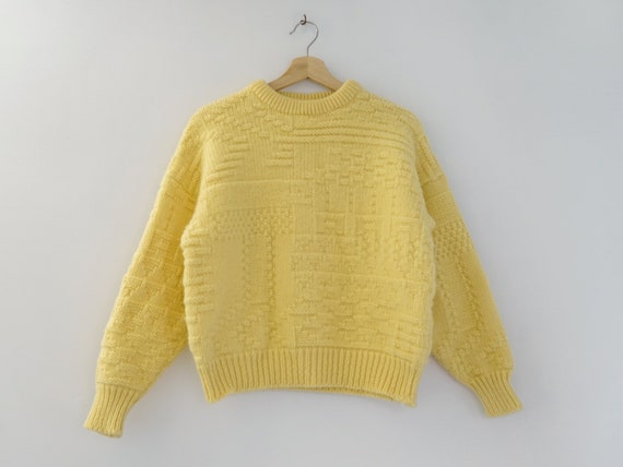 Vintage Wool Sweater | Fuzzy Yellow Wool Sweater |