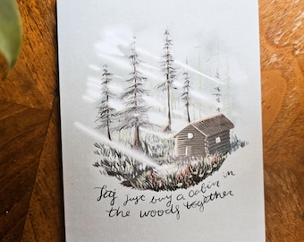 Cabin in the woods blank greeting card A4