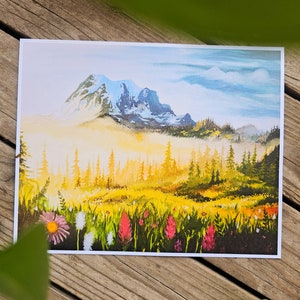 Impression d'art du lever du soleil sur le mont Rainier