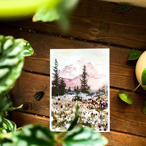 Pinker Sonnenuntergang am Mt. Rainier Kunstdruck - 13x18 und 20 x 25 cm