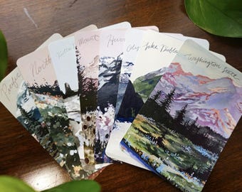 PNW watercolor national park postcards 4x6- 8 designs