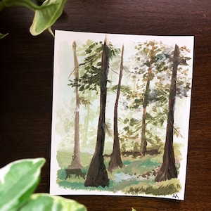 Original painting acrylic on paper- within the forest 5x6in