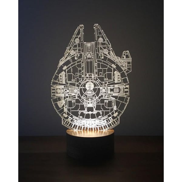 Vector Millennium Falcon 3D Led Lamp 3d vector illusion acrylic lamp lamp led light file Cut Laser cnc Route FILECNC