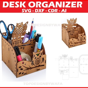 Laser cut Desk organizer svg file Glowforge organizer svg Organizer storage svg Organizer vector laser cut template Organizer dxf file