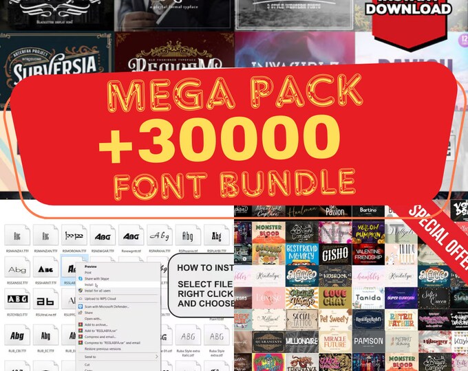 Mega Font Bundle | Calligraphy Fonts | Handwritten Fonts | Procreate ...