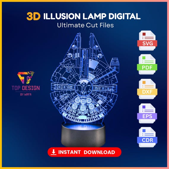 Star Wars Millennium Falcon 3D Illusion Lamp Digital | 3D Acrylic