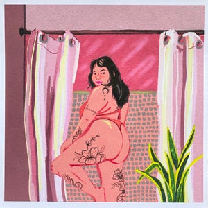 Kurviges Mädchen, Body Positiv Kunstdruck, Fat Liberation Girl mit Tattoos