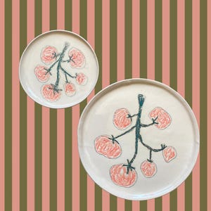 Vine tomatoes small plate, trinket dish or wall hanging- ceramic art piece