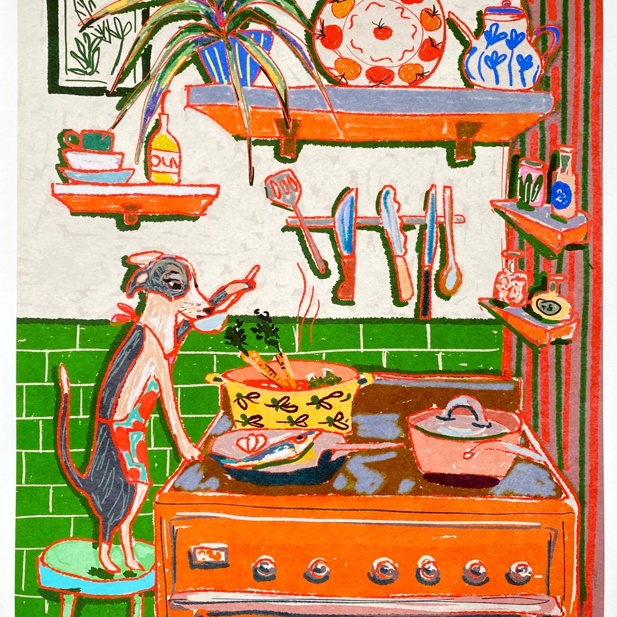 Whimsical Dinner Time Dog Art Print - Chef Kiss Wall Decor - Etsy (16.5 x 23.4)