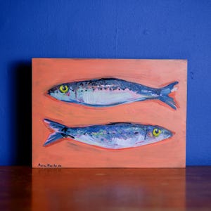 Two Sardines original painting for Food Lovers