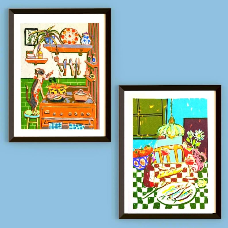 Whimsical Dinner Time Dog Art Print - Chef Kiss Wall Decor image 4