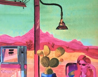 Retro Gas Station American Dream Art Print on Recycled Paper for a Funky Summer Vibe