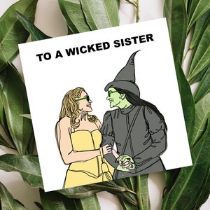 Wicked Galinda and Elphaba Lady High Quality Greetings Card (Blank Inside)