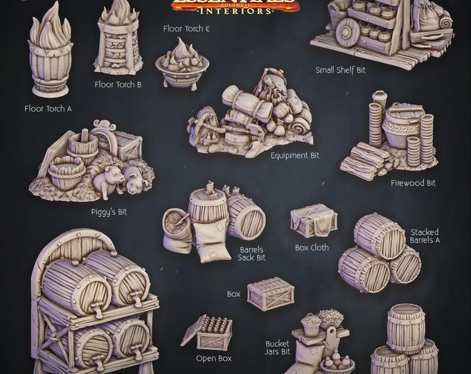 Tavern Set -Scatter Bits and Torches -Cast and Play Interiors