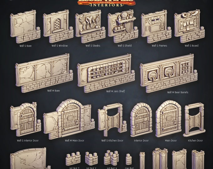 Tavern Set- Walls and Doors -Cast and Play Interiors