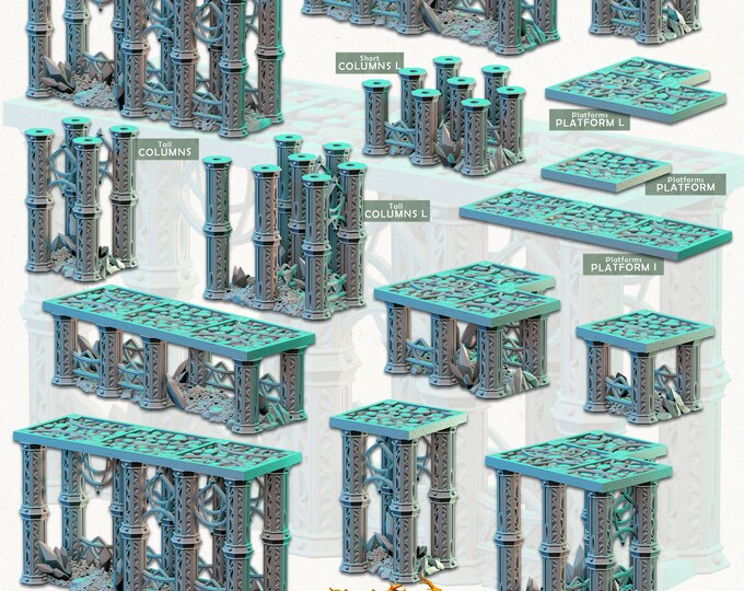 Elven City Ruins -Modular Platforms -Cast and Play -Terrain Exteriors