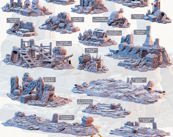 Dwarven City Ruins-Debris and Difficult Terrain -Cast and Play -Terrain Exteriors