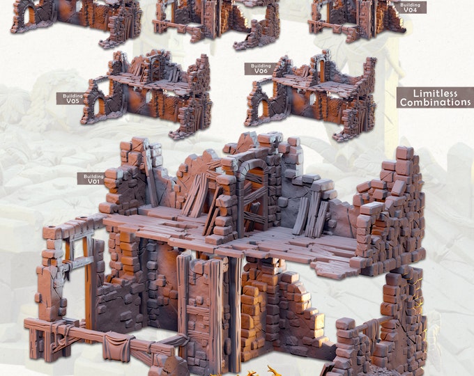 Town Ruins- Modular Buildings -Cast and Play -Terrain Exteriors