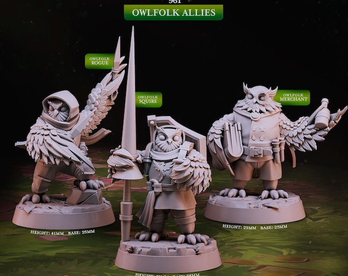 Owlfolk Allies -Woodland Heroes -Cast and Play
