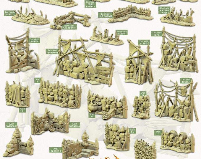 Goblin Fort -Modular Walls -Cast and Play -Terrain Exteriors