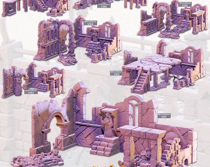 Graveyard-Destroyed Mausoleum -Cast and Play -Terrain Exteriors