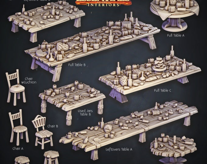Tavern Set -Table and Chairs-Cast and Play Interiors