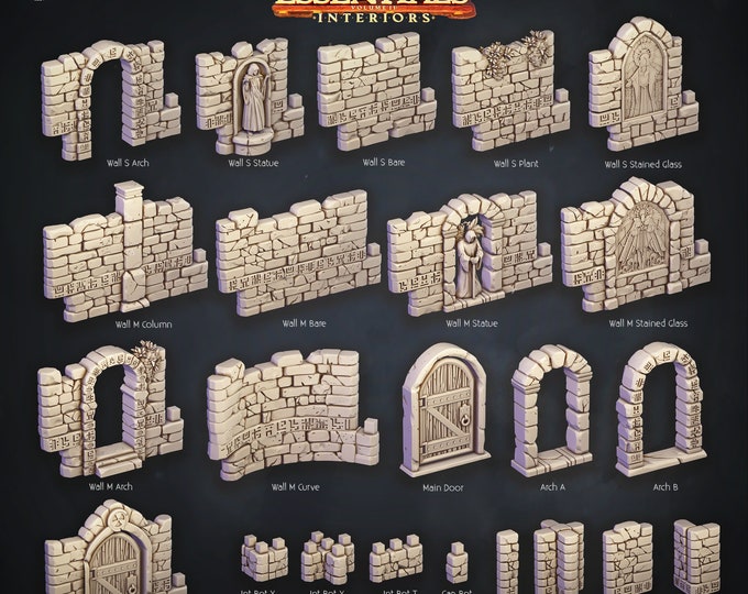 Temple Set Walls and Doors -Cast and Play Interiors