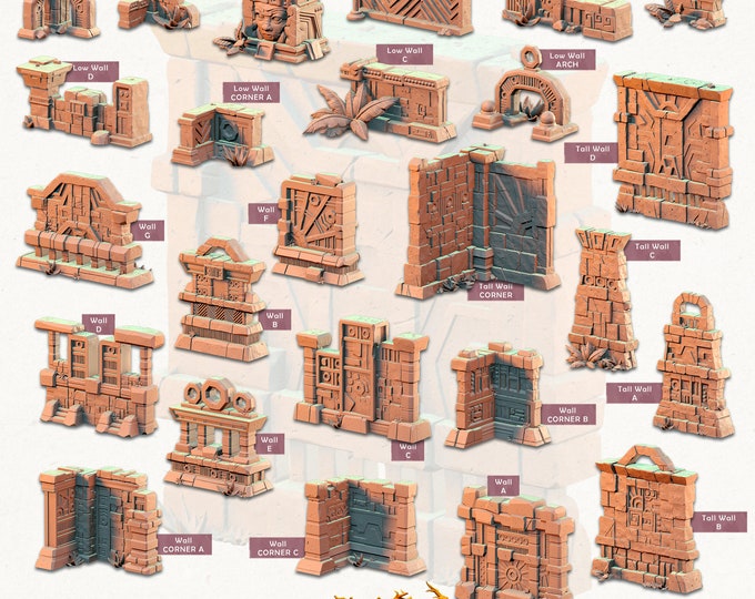Azrec City Ruins -Modular Walls -Cast and Play -Terrain Exteriors