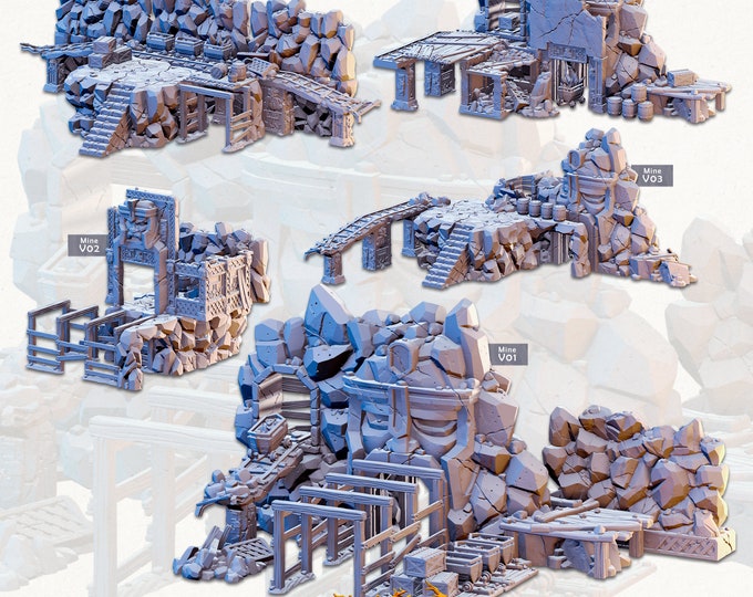 Dwarven City Ruins -Modular Mines -Cast and Play -Terrain Exteriors