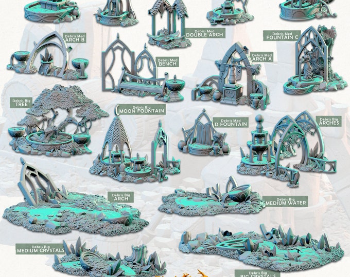 Elven City Ruins-Debris and Difficult Terrain -Cast and Play -Terrain Exteriors
